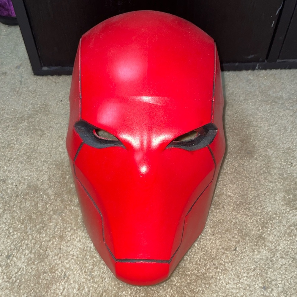 Red hood helmet